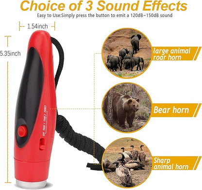 120dB Electronic Bear Horn to Scare Bears- Loud Air Horn for Safety Hiking Camping Emergency Whistle Can Replace Bear Bell