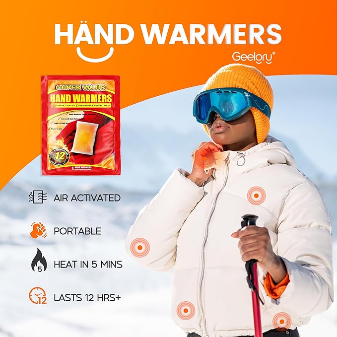 Hand Warmers Disposable 500/375/240/125/90/55/30 Pcs, Long-Lasting Up to 12 Hours for Warm Body, Safe Portable Hand Warmers for Camping, Fishing, Winter for Women Men Mom Dad