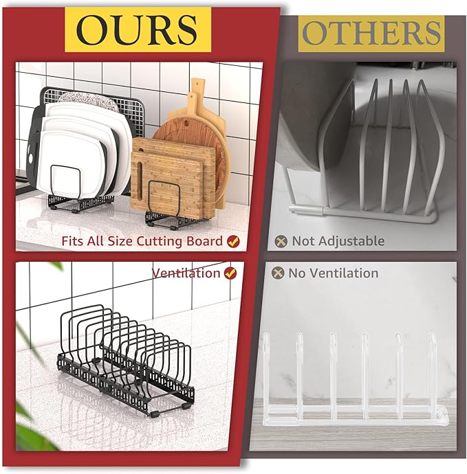 HzTinT 2PACK Cutting Board Organizer, Adjustable Divider Cutting Board Holder