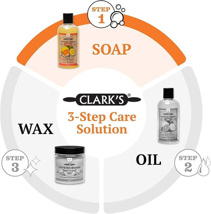 CLARK'S Cutting Board Soap and Scrub Brush from Clean your kitchen boards, bowls, countertops, and utensils the natural way | Castile Based