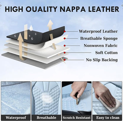 Coverado Seat Covers, Leather Seat Covers for Front Seats, Black and Blue Car Seat Covers, Waterproof Car Seat Protectors, Auto Seat Cushion, Front Driver Seat Cover Universal Fit Most Cars SUV