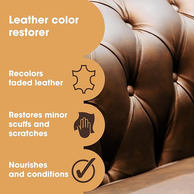 Furniture Clinic The Original Leather Recoloring Balm | Tan Leather Dye | Repair Scratched, Faded, & Worn Leather | Restore Your Leather Couches, Sofas, Car Seats, and Furniture | 250 ml / 8.5 fl oz