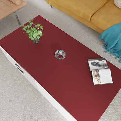 Leather Table Cover,1.8mm Thick,24x60 Inch Desk Cover,Large Desk Mat,Table Protector,Table Cover Protector,Desk Protector,Table Pad,(Black+Wine Red,24x60)