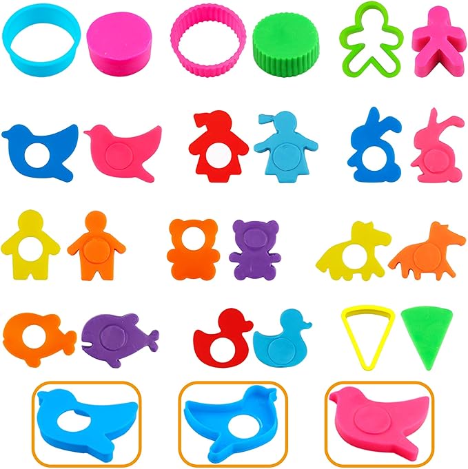 FRIMOONY Dough Tools Set for Kids, Various Animal Molds, Rolling Pins, Random