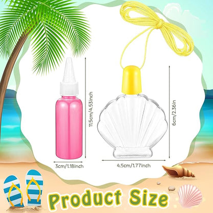 Relaxgiant 37 Pcs Shell Shaped Sand Art Bottle Necklace Kits Include Plastic Sand Art Bottles Necklace, 12 Colored Art Sand, Mini Plastic Funnels for DIY Art Class Crafts Supplies