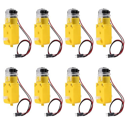 8PCS DC Electric Gear Motor TT DC 3V-6V Prewired Gear Motor Dual Shaft Intelligent Car Chassis with 2Pin Male Connector Wire 1:48 for Arduino Smart RC Car Robot Toys DIY Kit