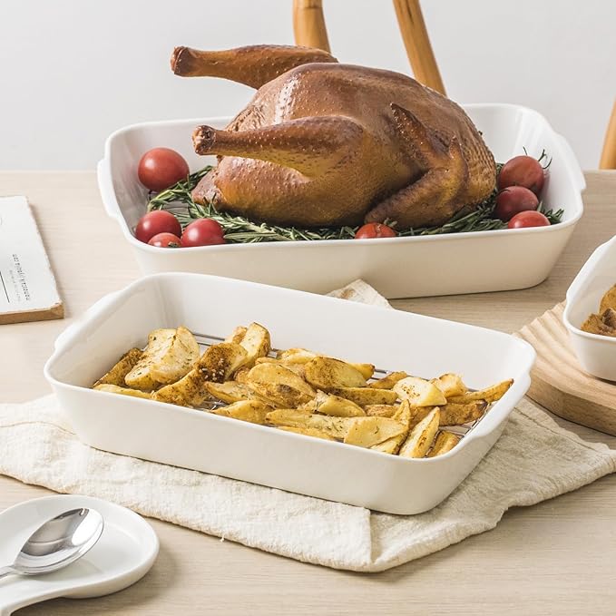 HOMBENE Baking Dish Set for 4, Ceramic Bakeware Sets