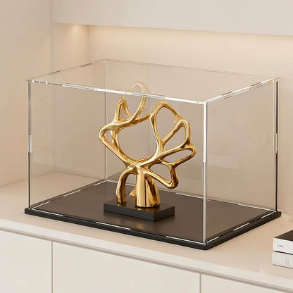 Large Acrylic Display Case for Figures, Clear Acrylic Box with Black Base for showcaseing Miniature, Toys Collectables and Dolls 16 (L) × 12 (W) × 10 (H) inch