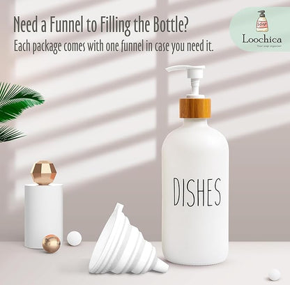 LOOCHICA Dish White Glass Soap Dispenser