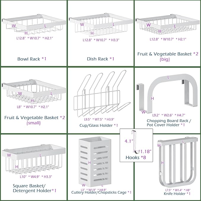 PUSDON Over Sink Dish Drying Rack Stainless Steel, Adjustable Large Dish Drainer