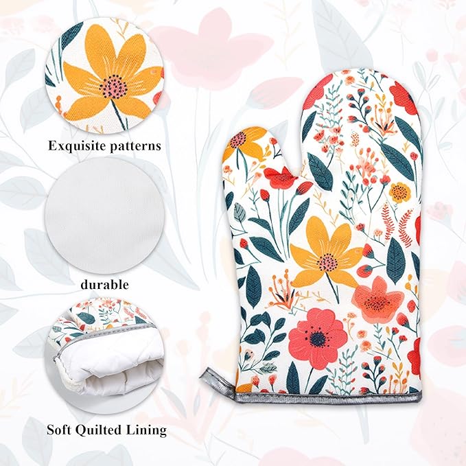 6 Pcs Kitchen Stuff Accessories, Kitchen Oven Mitts and Pot Holders Sets