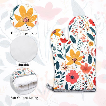 6 Pcs Kitchen Stuff Accessories, Kitchen Oven Mitts and Pot Holders Sets