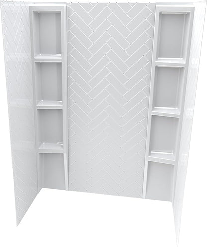 White Acrylic Shower Wall Surround 36"x 60"x 80"