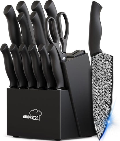 Knife Set, Amorston 15 Pieces Kitchen Knife Set