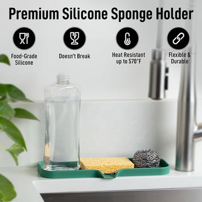 Zulay Kitchen Large Silicone Sponge Holder – Flexible Sink Organizer Tray
