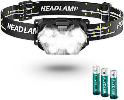 2000 Lumen 9 LED Headlamp, Ultra Bright Head Lamp with 6 Modes, Lightweight Head with Adjustable Strap, IPX5 Waterproof Headlight Great for Camping Hiking, 3 AAA Batteries Included