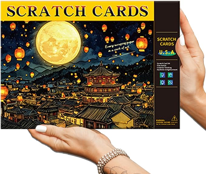 Scratch Art Painting Set for Adults – 8 Sheets A4 Rainbow Scratch Paper,Night Scene Engraving Art Kit Creative Craft Art Set for Craft Enthusiasts (Famous Landmark/City) by Iskueal
