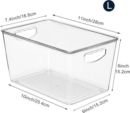 theaoo Clear Storage Bins with Lids Stackable - Large Plastic Containers for Pantry Organization and Storage - Perfect for Kitchen,Fridge,Laundry Room,Bathroom,Garage,Closet,Cabinet Organizer - 6 Pack