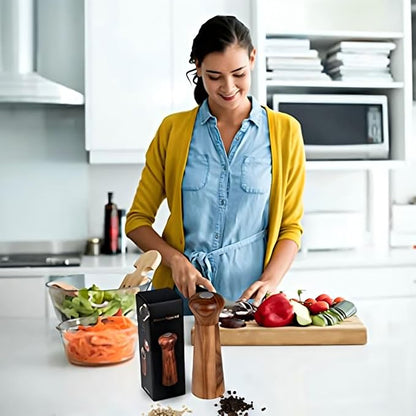 Wooden Pepper Grinder, Refillable Pepper Mill, Adjustable Pepper Shaker
