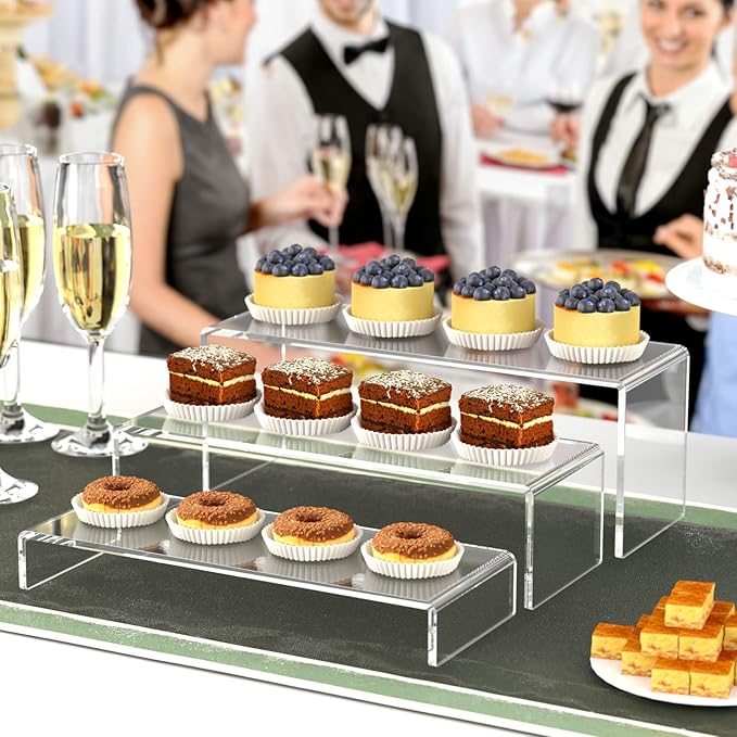 HIIMIEI Acrylic Display Riser, Thickened to 5mm Clear Rectangular Display Shelf