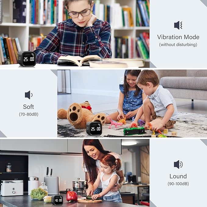 Rotating Pomodoro Timer 5, 10 50 Minutes Preset, Desk Productivity Flip Timer