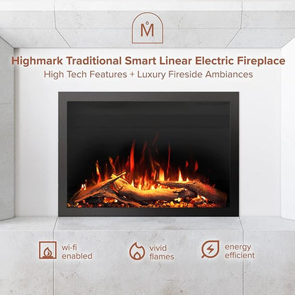 Modern Ember Highmark Traditional 30 Inch Built-in Smart Electric Fireplace