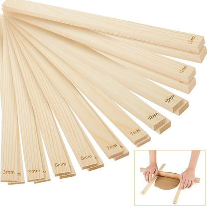 Sasylvia 20 Pcs Pottery Rolling Pin Guides Wood Teaching Rolling Mud Stick