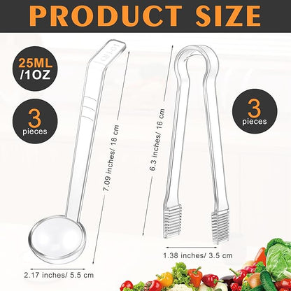 6 Pieces Plastic Serving Utensils Set Including 3 Pcs 1 oz Small Ladle and 3
