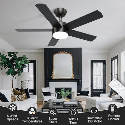 POCHFAN 42 inch Black Ceiling Fans