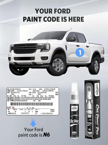 Carbonized Gray Metallic(M7) for Ford Touch Up Paint Pen, 2 in 1 Car Scratch Remover with Pen Tip and Brush, Precise Color Match for Car Paint Scratch Repair, Quickly and Easily Fix Chips and Nicks