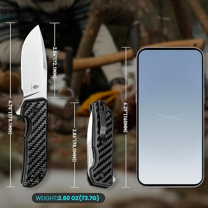 Kizer Nice Guy Pocket Folding Knife, 2.84" 154CM Blade, Lightweight Sharp Camping and Hiking Knife, G10 Carbon Fiber Handle, Liner Lock Flipper Knives V3011C1