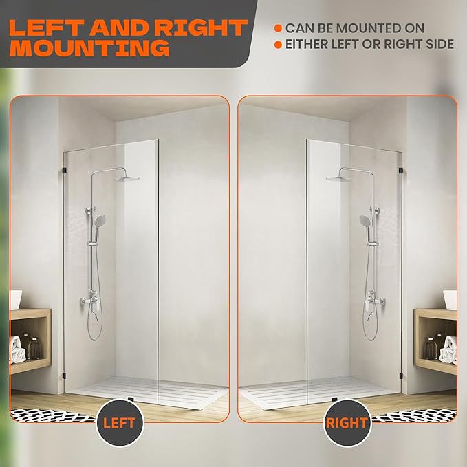 Bathroom Shower Door 30.5" W x 78.75" H, Frameless Fixed 3/8" Thick Clear