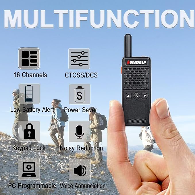 ELIDAIP T-M2 Ultra Mini Walkie Talkies, Rechargeable Two Way Radios Long Range