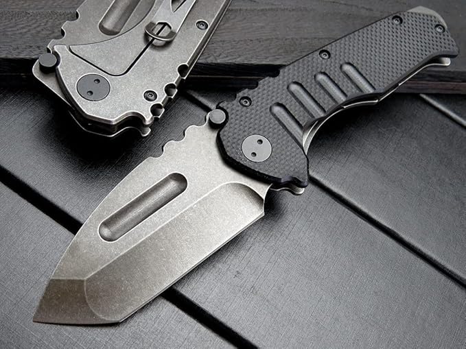 Gtk137 Folding Knife D2 Steel Blade G10 &Steel Handle EDC Tool Knife for Outdoor Camping(G10&Steel)