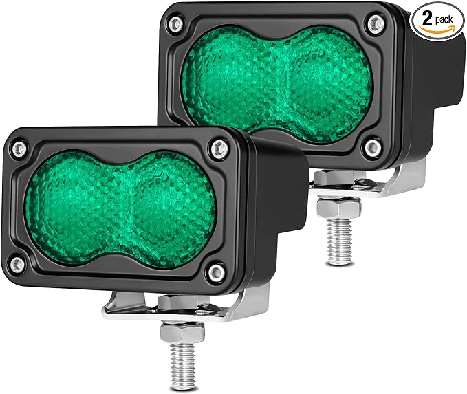 Green LED Pod Lights 3 Inch Auxiliary Driving Chase Light 2PCS Off Road Backup Fog Cube Light Bar Green Hunting Fishing Emergency Safety Signal Lights for Truck UTV Pickup Boat