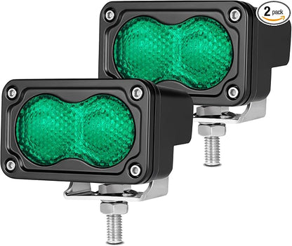 Green LED Pod Lights 3 Inch Auxiliary Driving Chase Light 2PCS Off Road Backup Fog Cube Light Bar Green Hunting Fishing Emergency Safety Signal Lights for Truck UTV Pickup Boat