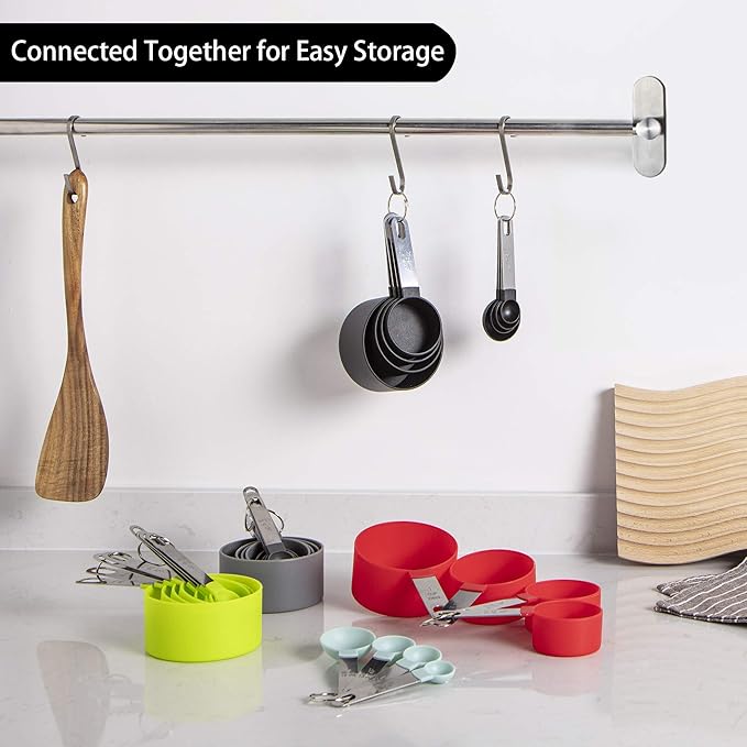 Measuring Cups and Spoons Set of Huygens Kitchen Gadgets 10 Pieces, Stackable