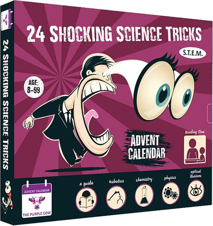 NEW 2025 Advent Calendar SHOCKING SCIENCE by The Purple Cow. 24 Jaw-dropping Science Tricks for Kids aged 8 and above. The perfect S.T.E.M gift!
