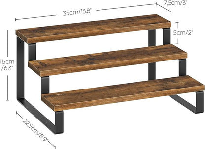YATINEY Spice Rack, 3 Tier Wooden Display Riser Stand, Kitchen Storage Organizer