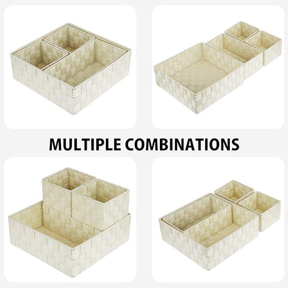 Posprica Woven Storage Baskets for Organizing, Small Black Baskets Cube Bin
