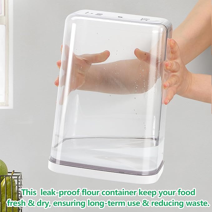 Airtight Flour Rice Storage Container with Pop-up Lid - 6 Qt | 11 Lbs Crystal-Clear Plastic Bread Container, Tall and Slim Storage Bin Fit for Kitchen Pantry Organization