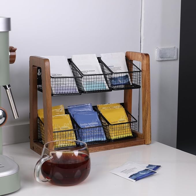 HTB 2 Tier Tea Organizer for Tea Bags, Tea Bag Holder