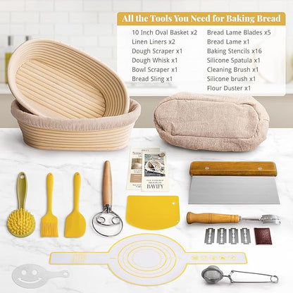 Sourdough Starter Kit, Banneton Bread Proofing Baskets Set, Sourdough Bread