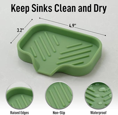 Zulay Kitchen Small Silicone Sponge Holder – Space-Saving Sink Organizer Tray