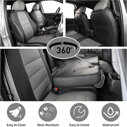 EKR Tacoma Seat Covers Custom Fit for Toyota Tacoma (Only for Hybrid) 2024 2025 2026 Double cab TRD Sport/TRD Off-Road/Limited/Trailhunter -Truck Seat Covers Full Set,Faux Leather(Black/Gray)