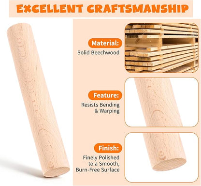 3 Pieces Small Wood Rolling Pin, Dumpling Roller 6.6 Inch Short Rolling Pin