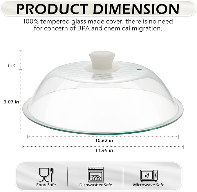 OEC Lighter Weight Tempered Glass Microwave Splatter Cover