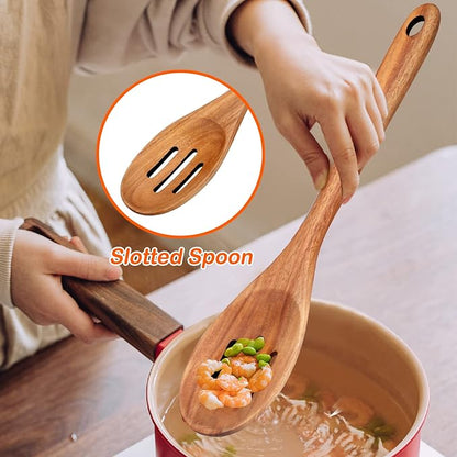 4-Piece 14" Large Acacia Wood Utensils Set