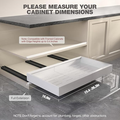 Seinloes 2 Pack Pull Out Cabinet Organizer 19" Deep, Full Extension 3 Slide