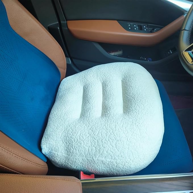 adult short driver car seat booster/booster seat for adults/thick Office Chair Booster Seat,for Short People Effectively Increase Field of View Lower Back Fatigue Relief,for Cars,Office,Home（White）